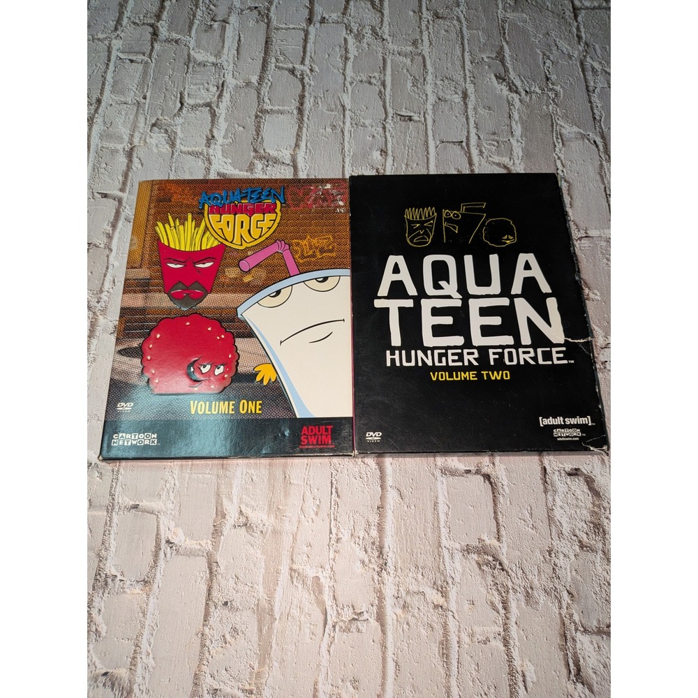 Aqua Teen Hunger Force DVD Volume 1 and 2 Lot Adult Swim Cartoon Network TV Show